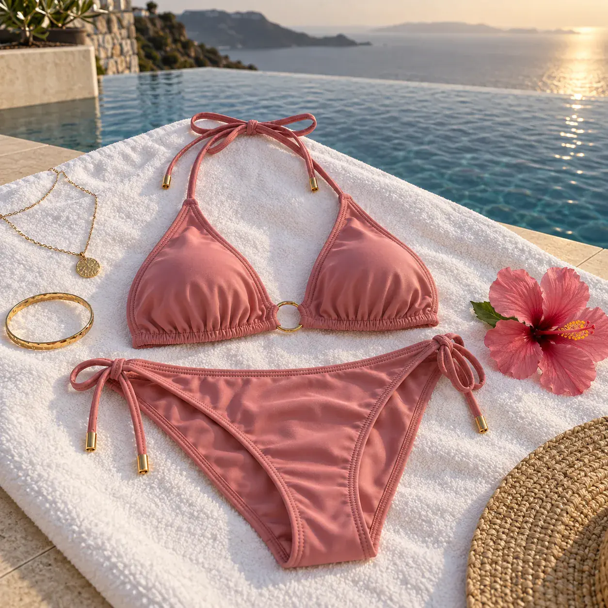 Różowe bikini i wakacyjne dodatki