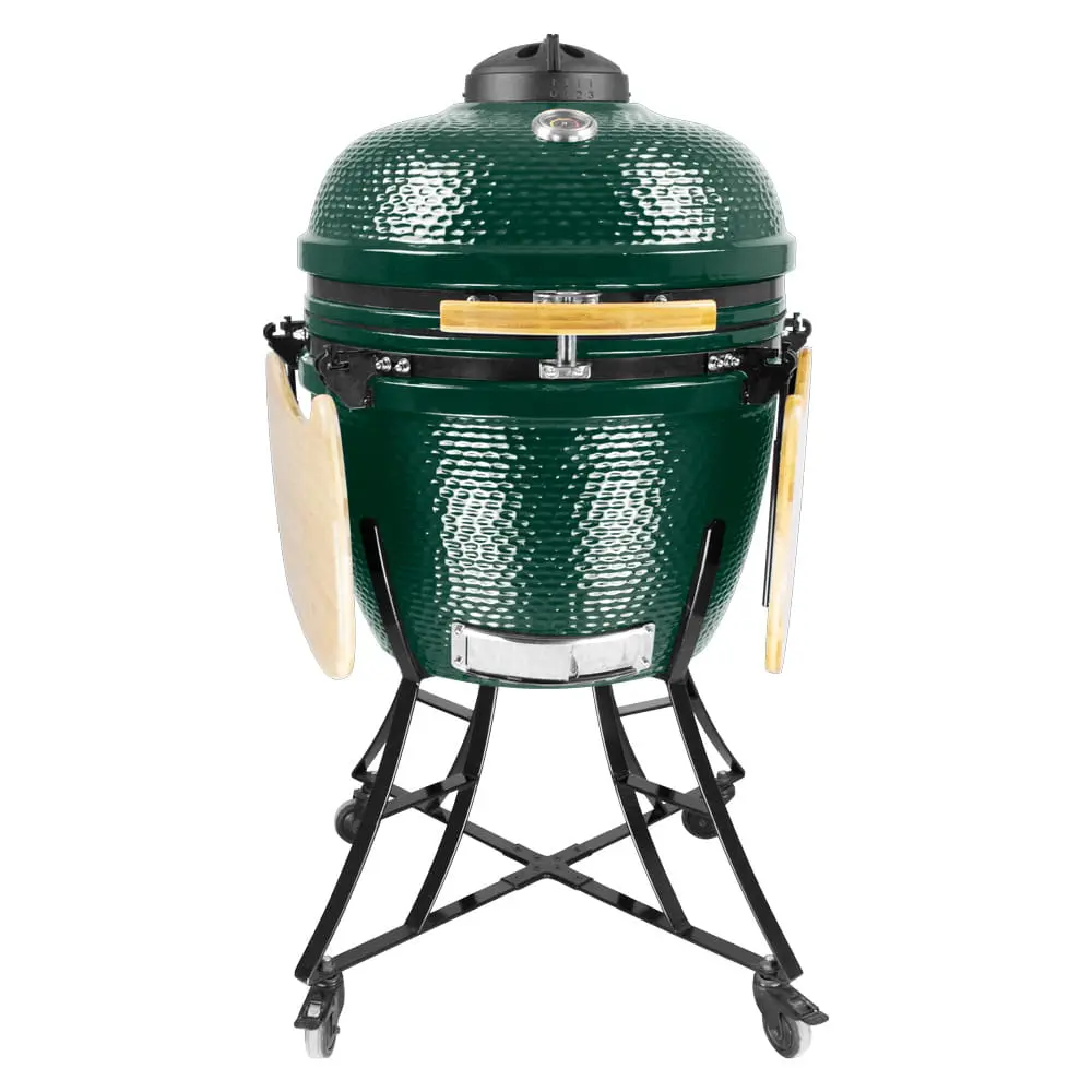 Grill ceramiczny węglowy z pokrywą i półkami bocznymi