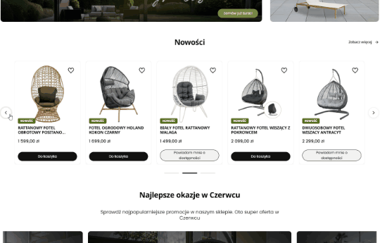 Karuzela produktowa w szablonie Storefront